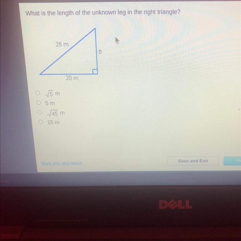 What is the length of the unknown leg in the right triangle…?-example-1