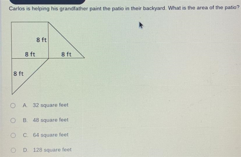 Carlos is helping his grandfather paint the patio in their backyard. What is the area-example-1