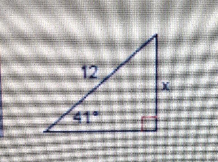 Solve for x by finding the missing side of the triangle. Round your answer to the-example-1