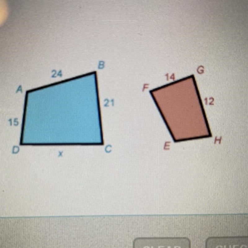 PLEASE HELP!!!! Quadrilateral ABCD is similar to quadrilateral EFGH. What is the value-example-1