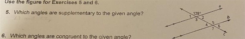 5. Which angles are supplementary to the given angle?-example-1