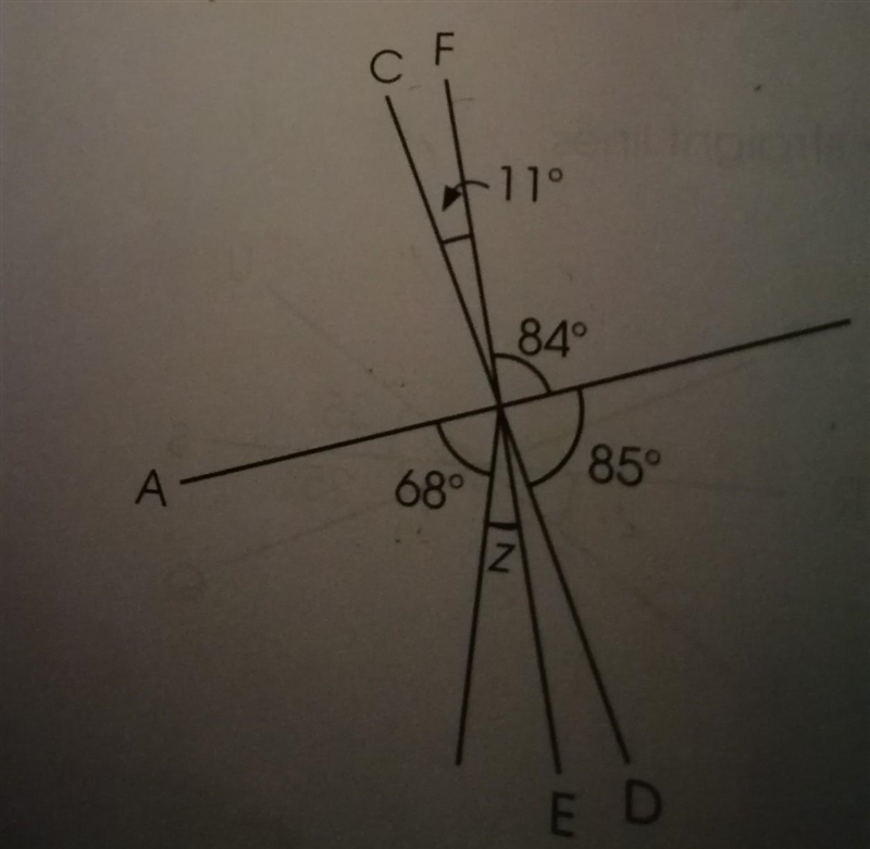 Help AB and CD are straight lines find z​-example-1