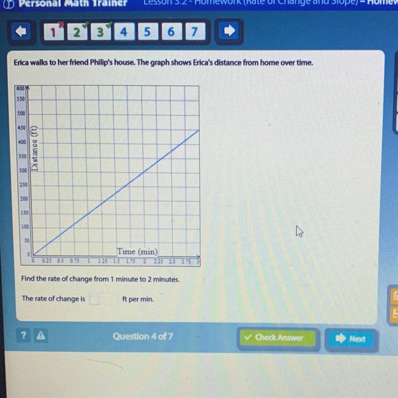 Pls help Erica walks to her friend Phillips house the graph shows Erika's distance-example-1