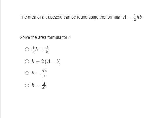 Solve the area formula for h-example-1