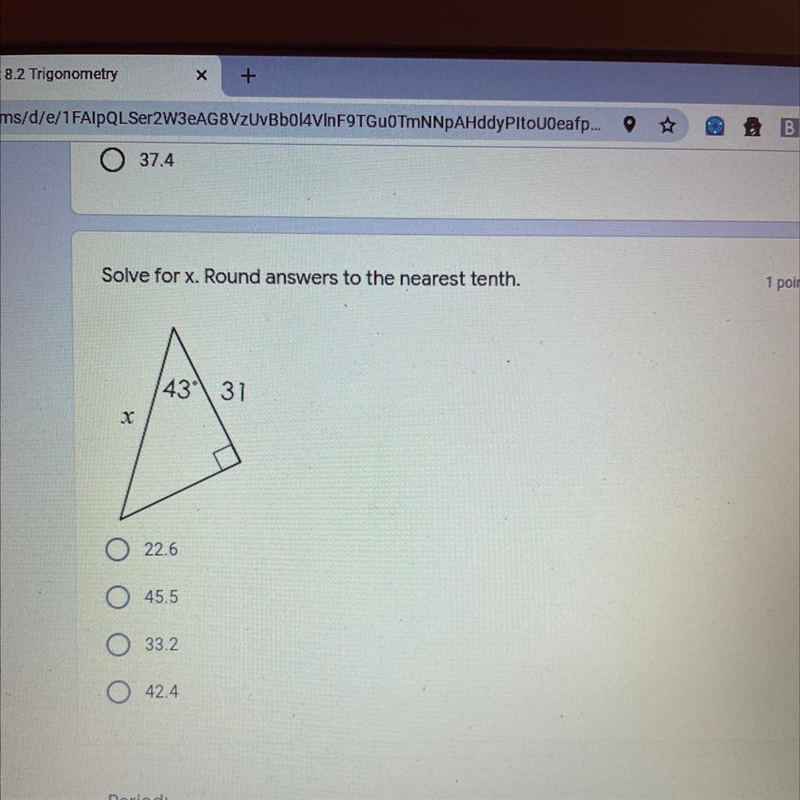 Solve for x. Round answers to the nearest tenth.-example-1