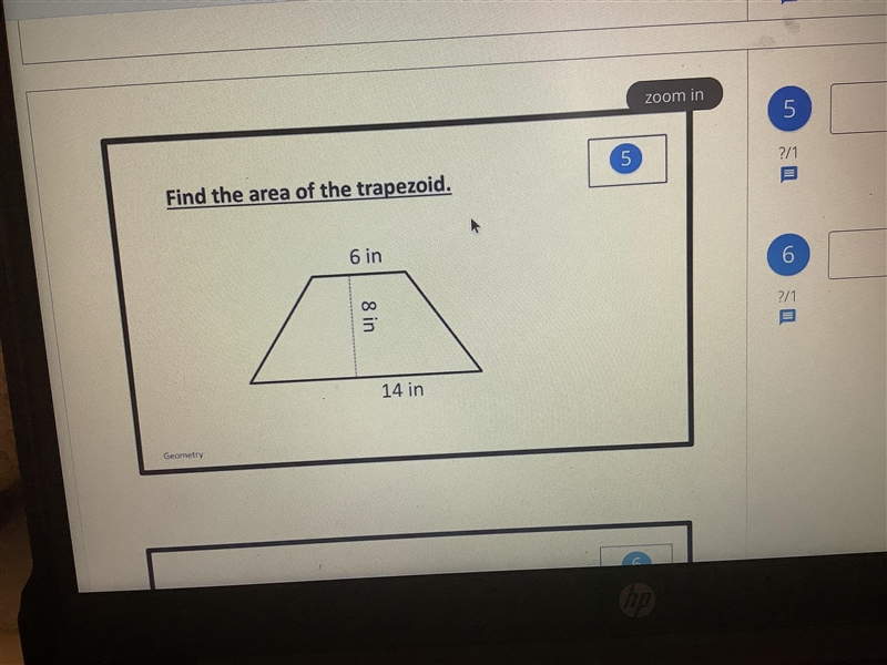 Find the area of the trapezoid !! Help pls!-example-1