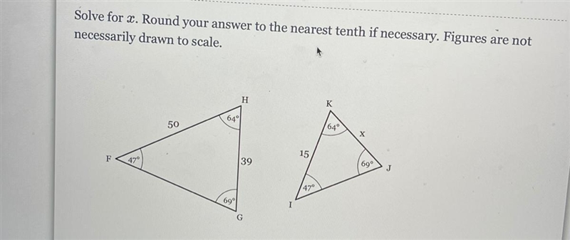 Solve for x. Round your answer to the nearest tenth if necessary-example-1