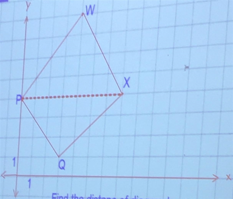 Find the distance of diagonal PX of PWXQ.-example-1