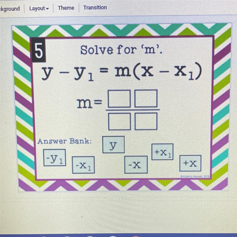 Solve for m y - y₁ = m (x - x₁)-example-1