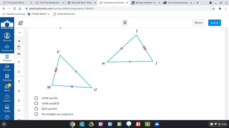 Which two triangles are congruent-example-2