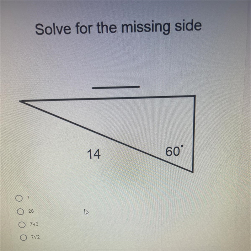 Solve for the missing side-example-1