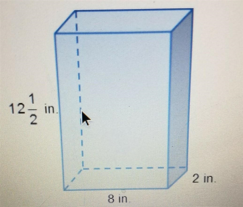 What is the volume of the rectangular prism. A. 16in. 3 B. 22 1/2in. 3 C. 200 in. 3 D-example-1