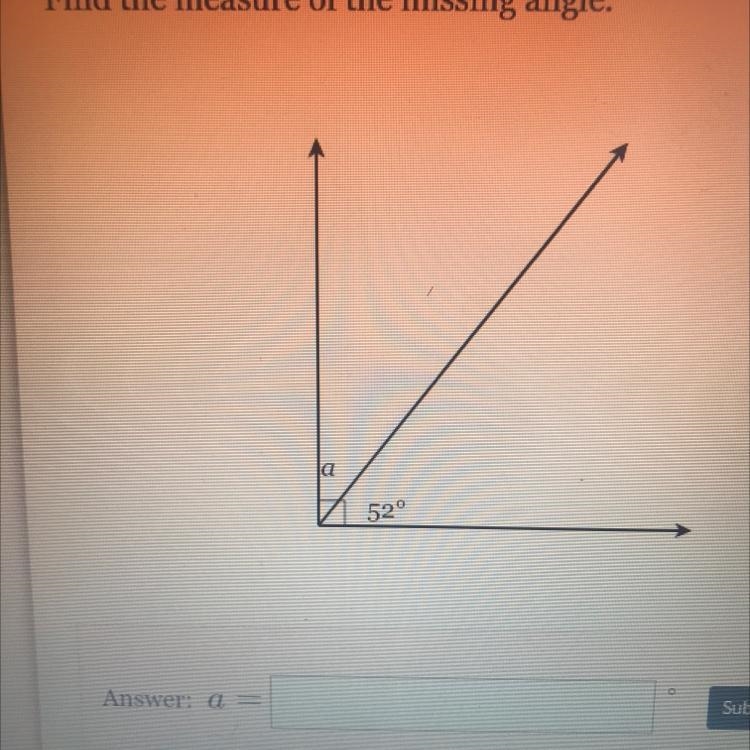 Find the measure of the missing angle.-example-1