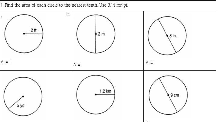 Find the area of each circle to the nearest tenth. Use 3.14 for pi.-example-1