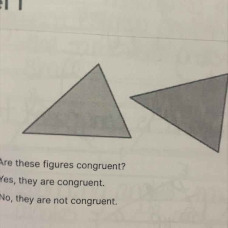 Are these figures congruent? A Yes, they are congruent. B) No, they are not congruent-example-1