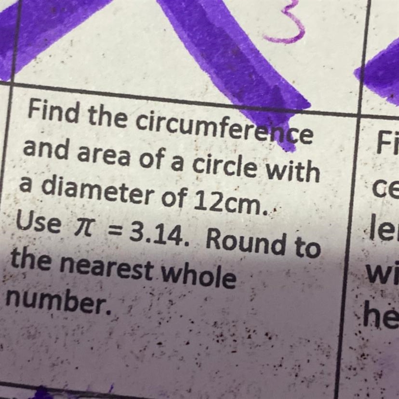 Pls help I’ll give you 35 points Find the circumference and area of a circle with-example-1