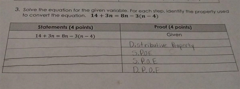 3. Solve the equation for the given variable. For each step, identify the property-example-1