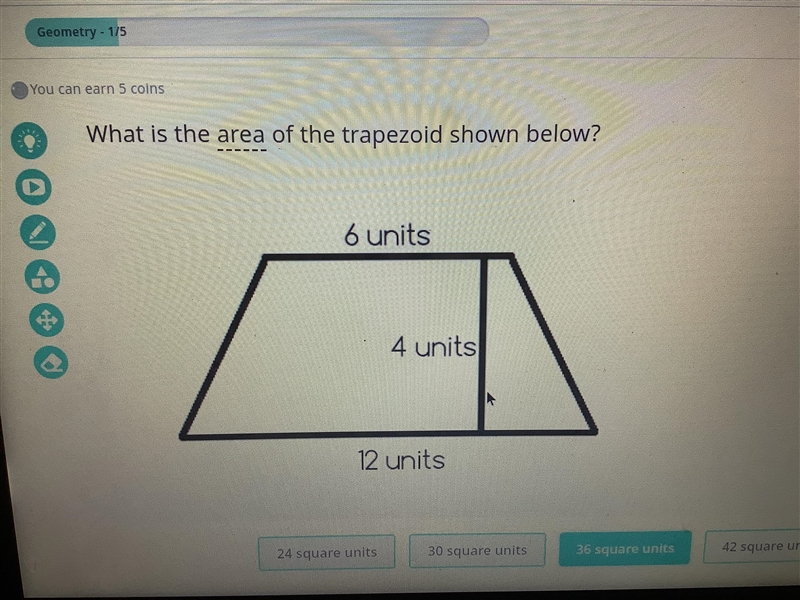 What is the area of the trapezoid shown below?-example-1