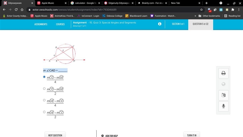 M ∠CAD = _____. what is the correct formula ?-example-1