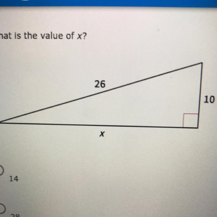 6. What is the value of x? A. 14 B. 28 C. 24 D. 17 Please help asap-example-1