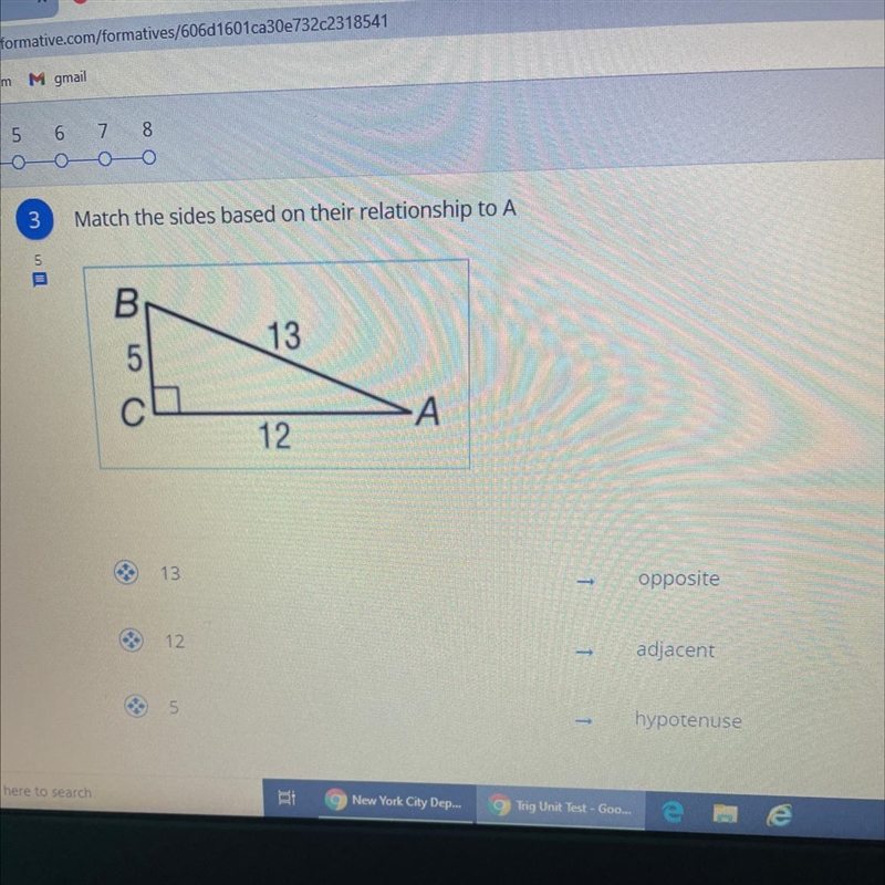 Match the sides based on their relationship to A PLEASE ANSWER ASAP-example-1