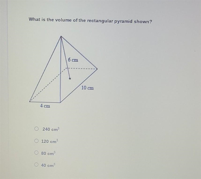 What is the volume of the rectangular pyramid shown​-example-1