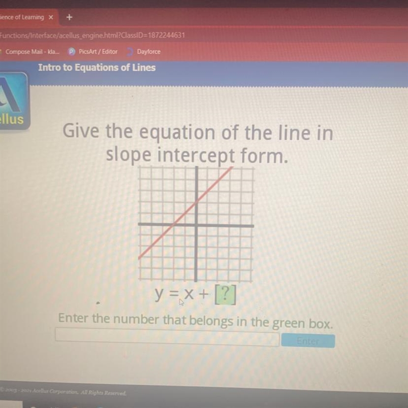 Give the equation of the line in slope intercept form y=x+ ?-example-1