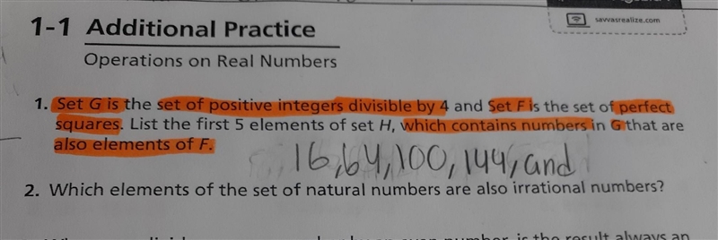 1. Set G is the set of positive integers divisible by 4 and set F is the set of perfect-example-1