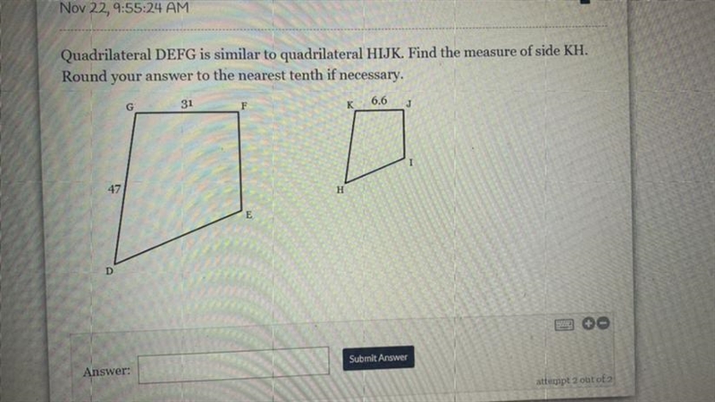 Find the measure of KH-example-1