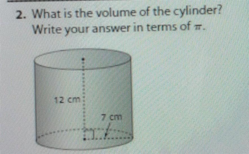 What is the volume of the cylinder? write you answer in terms of pi​-example-1