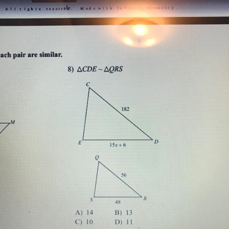 8 similarity and pythagorean theorem-example-1