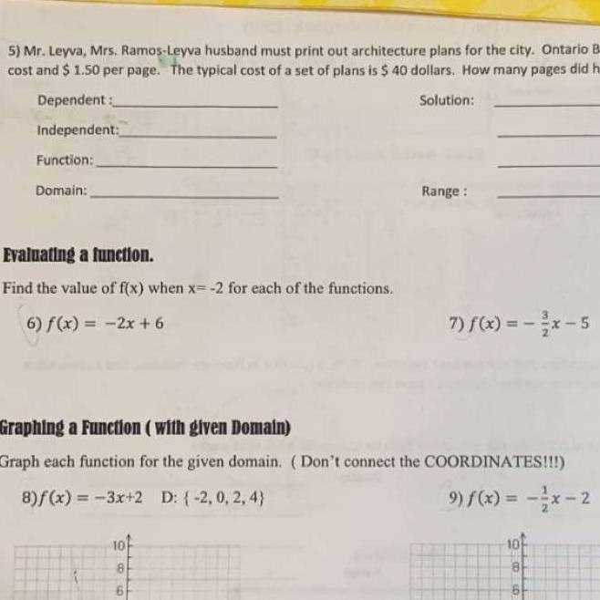 Find the value of f(x) when x= -2 for each of the functions.-example-1