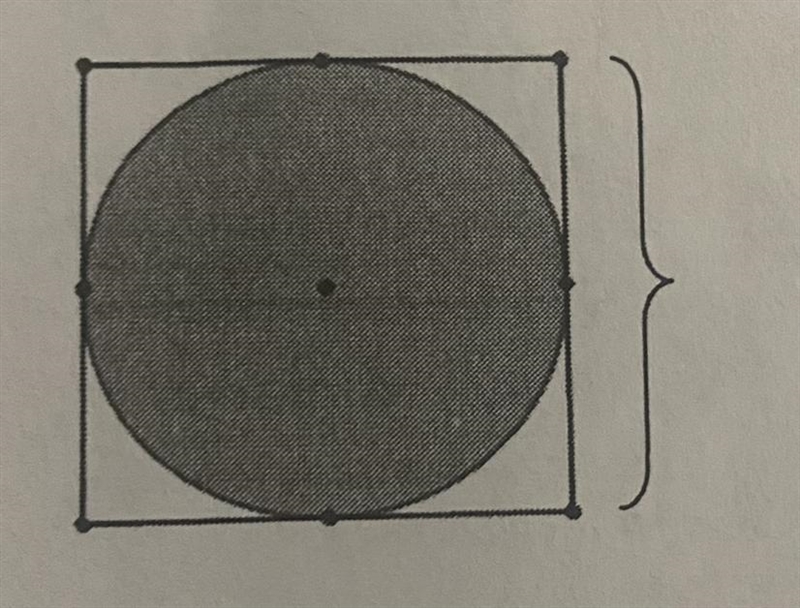 The figure shows a circle within a square. Find the approximate circumference of the-example-1