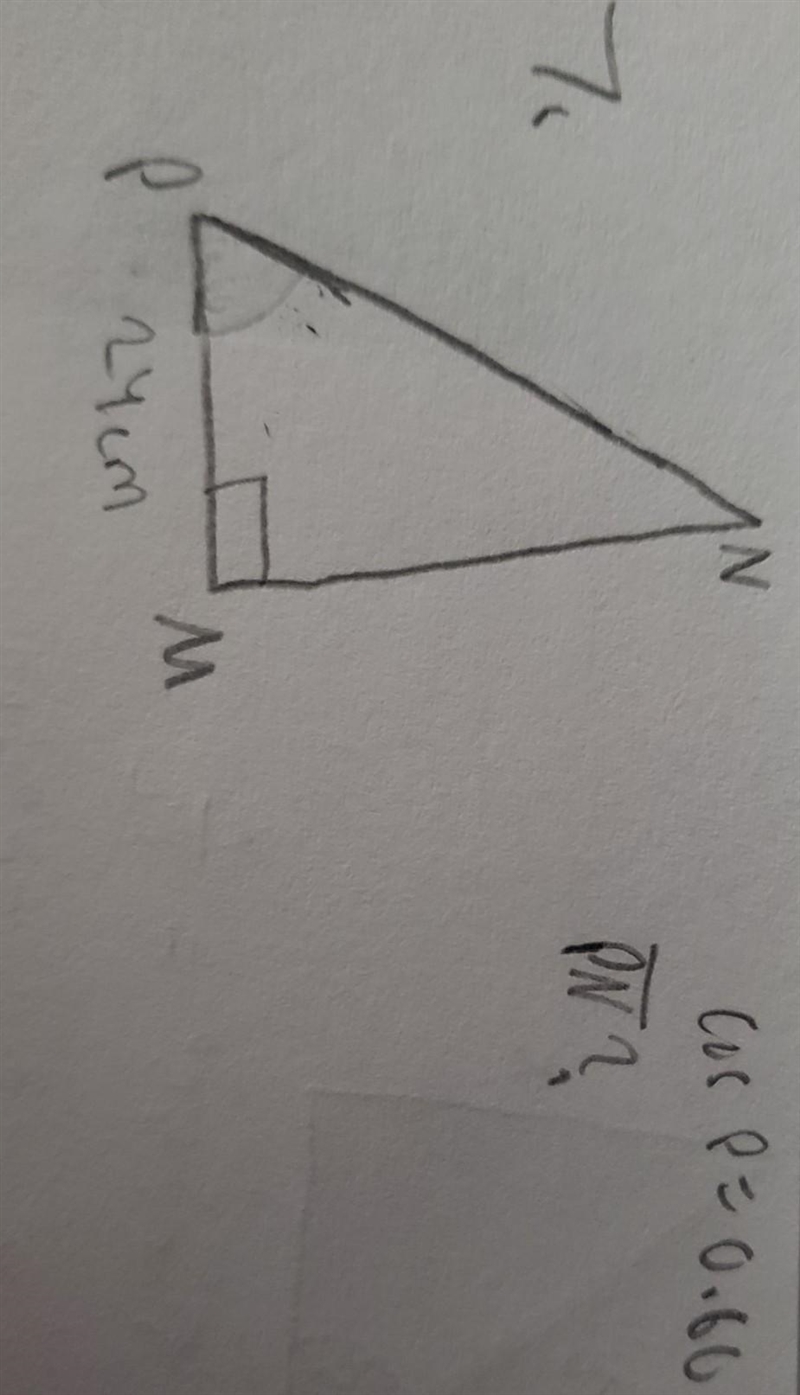 Find side pn given side pm and cosine of P​-example-1