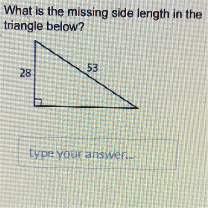 What is the missing side length in the triangle below Please give me step-by-step-example-1