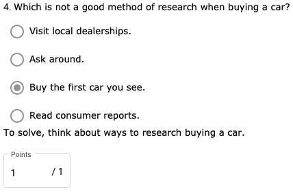 Which is not a good method of research when buying a car? - Visit local dealerships-example-1