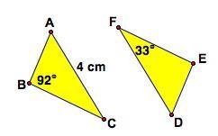 Given ΔABC ≅ ΔDEF. Determine the measure of angle C. A) 33 degrees B) 55 degrees C-example-1