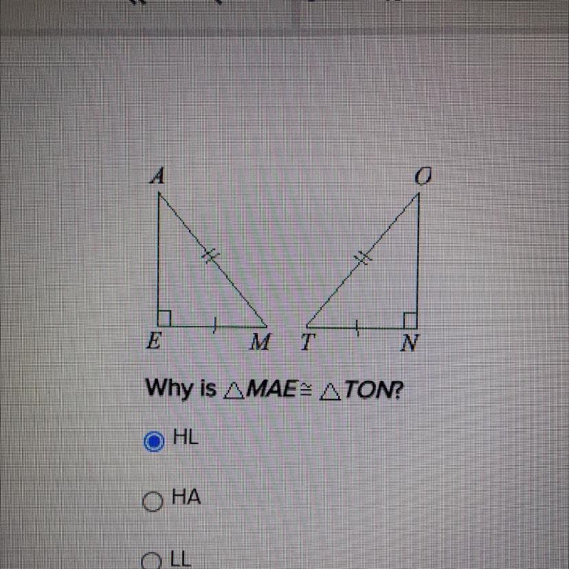 Why is Triangle MAE congruent to Triangle TON-example-1