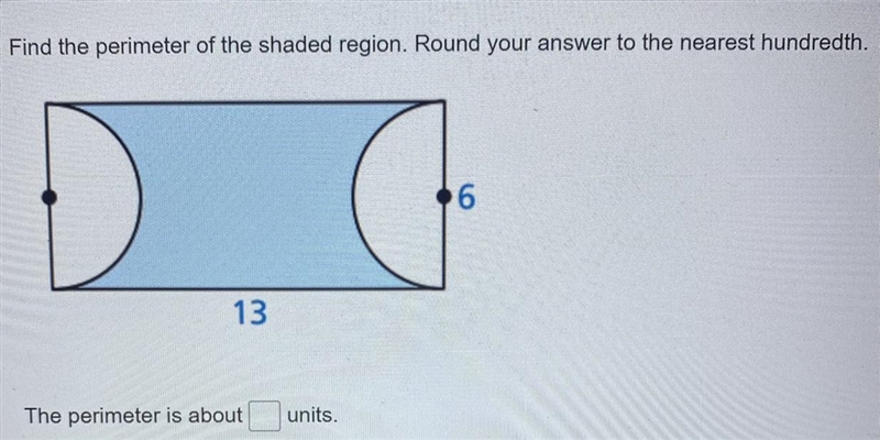 Find the perimeter of the shaded region. Round your answer to the nearest hundredth-example-1