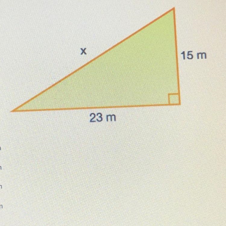 Find the unknown side of the triangle below (round to the nearest tenth). A. 27.5m-example-1