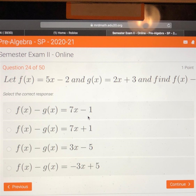 Let f(-x) = 5x – 2 and g(x) = 2x + 3 and find f(x) – f(0) — 9(x) = 7x – 1 f(.2) – 9(x-example-1