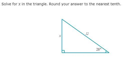 Solve for x in the triangle. Round your answer to the nearest tenth.-example-1