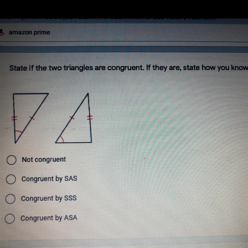 State if the two triangles are congruent. If they are, state how you know (look at-example-1