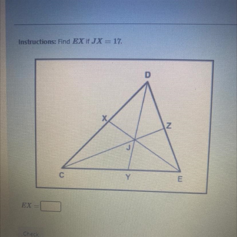 Instructions : Find EX if JX = 17 plz help I don’t understand-example-1