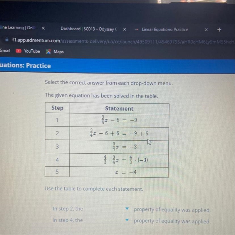 Question 5 of 5 Select the correct answer from each drop-down menu. The given equation-example-1