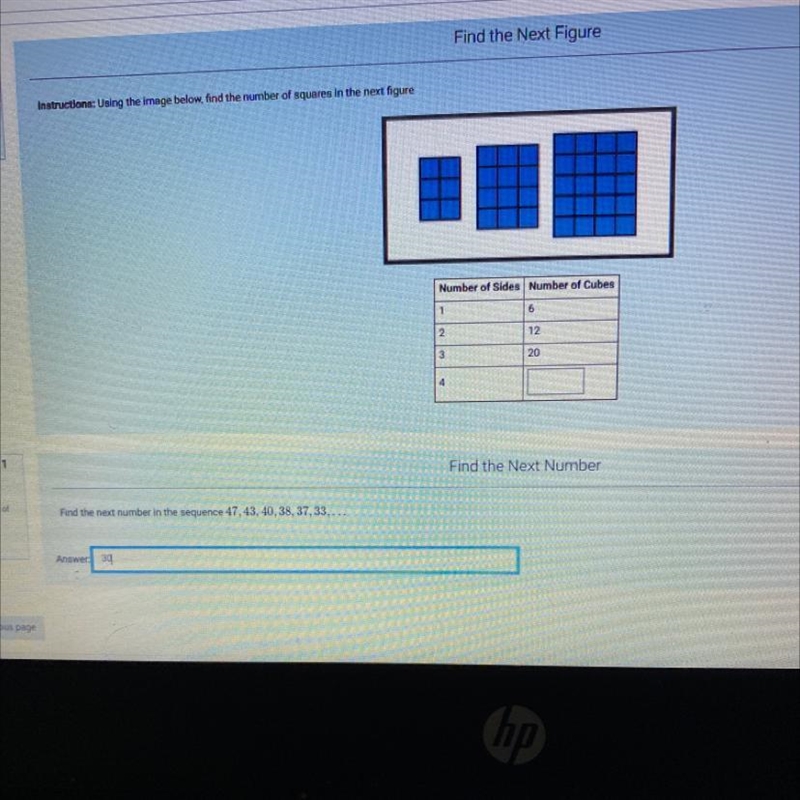 Using the image below, find the number of squares in the next figure-example-1