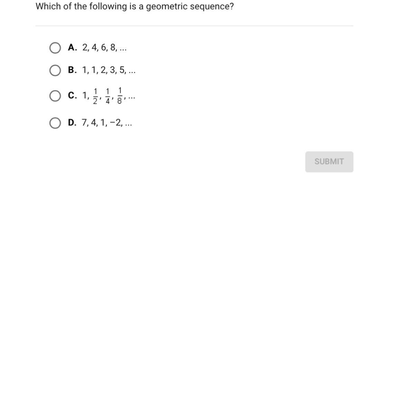 Which one is the geometric sequence.-example-1