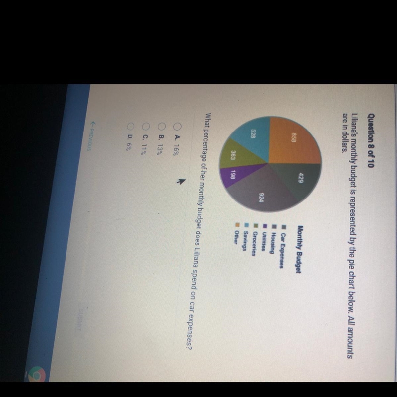 Liliana's monthly budget is represented by the pie chart below. All amounts are in-example-1