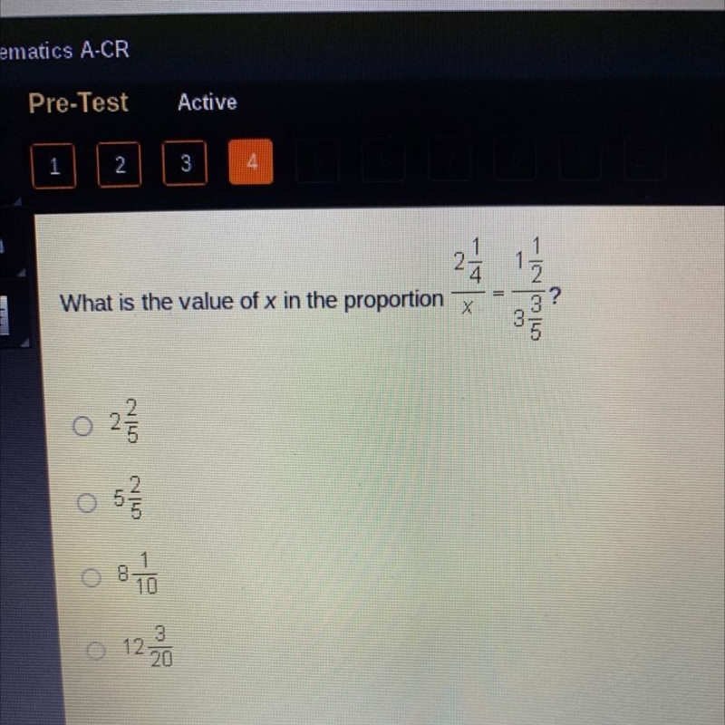 HELPPP QUICK W THIS QUESTION *** A What is the value of x in the proportion نانا اتيت |cr-example-1