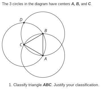 Can someone please help me it's urgent! Classify triangle ABC. Justify your classification-example-1